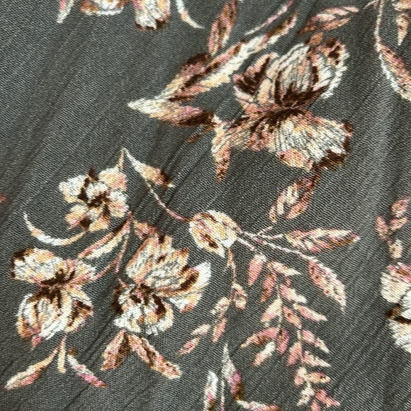 Three Bird Nest Happy Feelings Floral Long Sleeve Maxi Dress - Olive, Small - Picture 4 of 6